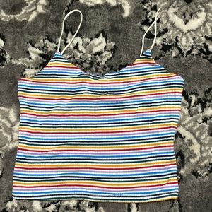 ranbow blue notes crop top